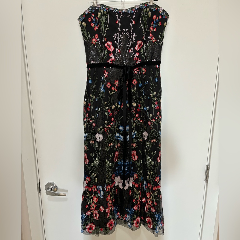 Marchesa Notte Strapless Embroidered and Sequined Dress